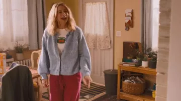 Heather Blue Wool Vest with Long Sleeves and a round Neck worn by Billie Schaeffer (Lucy Freyer) as seen in Adults (S02E01)