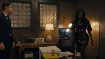 Zara Brown Sequin Mini Dress worn by Rain (Amber Reign Smith) as seen in Beauty in Black (S03E02)