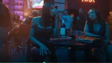 House of CB Raven Off the Shoulder Faux Leather Dress worn by Mallory (Crystle Stewart) as seen in Beauty in Black (S03E08)