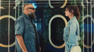 Sandro Beaded And Rhinestone Denim Jacket worn by Susie Glass (Kaya Scodelario) as seen in The Gentlemen (S02E05)