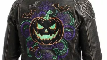 Veste en cuir Jack-o'-Lantern Pumpkin Halloween Rider Black Moto