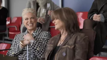 Alexis Bittar Large Molten Gold Hinged Cuff Bracelet worn by Rebecca Welton (Hannah Waddingham) as seen in Ted Lasso (S04E05)
