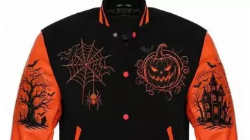Spooky Halloween Black & Orange Varsity Jacket