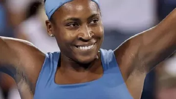 Coco Gauff Cincinnati Open 2026 Camiseta Corta, Azul con escote cuadrado