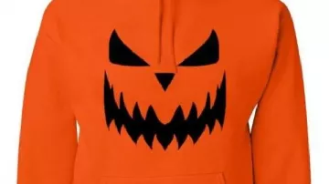 Sweat à capuche Orange Visage d’Halloween en citrouille