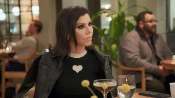 Veste de camionneur en manteau L’agence Janelle portée par Heather Dubrow, comme on le voit dans The Real Housewives of Orange County (S20E10)