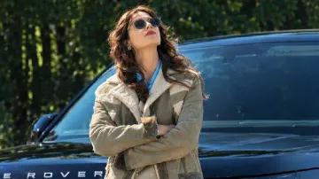 Leather Sheepskin Long Coat worn by (Kaya Scodelario) in The Gentlemen (S02)