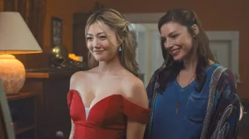 My Love Lene Elegant Simplicity Satin Off-Shoulder worn by Teagan Tao (Miku Martineau) as seen in Crew Girl (S01E05)