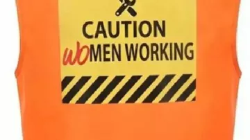 Women Caution Print Construction Orange Safety Ves