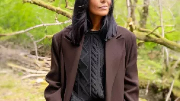 Brown Effect Wool Coat worn by Self - Host (Claudia Winkleman) in The Celebrity Traitors (S01)