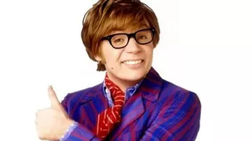 Austin Power Mike Myers Magenta Blue Pinstripe Suit