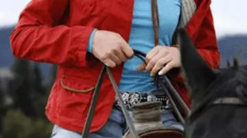 Heartland Amber Marshall Red Cotton Jacket worn by Amy Fleming (Amber Marshall) in Heartland (S01)