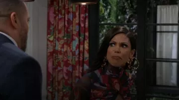 Misho Winter Flower Hoops worn by Dani Dupree (Karla Cheatham Mosley) as seen in Beyond the Gates (S02E172)