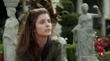The khaki military jacket worn by Rachel Goldberg (Shiri Appleby) in the series Unreal (Season 1 Episode 3)