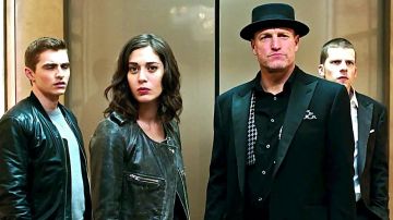 Chaqueta de cuero negro de Dave Franco en Elusive 2