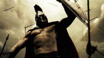 The helmet of Leonidas (Gerard Butler) in 300