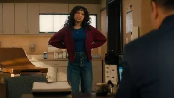 Jersey vintage de lana Pendleton Cardigan usado por Elaine Denham (Cree Cicchino) visto en Best Medicine (S01E13)