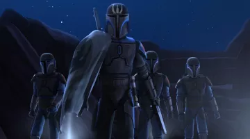 The armor of a Mandalorian in Star Wars : The Clone Wars