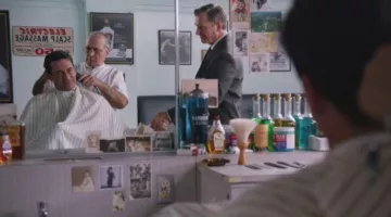 Don Draper's (Jon Hamm) barber's Vitalis hair tonic in Mad Men S05E12