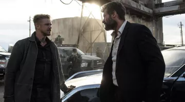 The suit jacket black of Wolverine (Hugh Jackman) in Logan