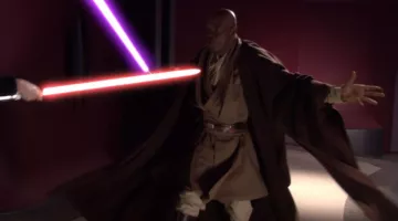 The costume Mace windu (Samuel L. Jackson) in Star Wars I : the phantom menace