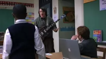 The guitar of Dewey Finn (Jack Black) in the movie School of rock / the Rock  Academy