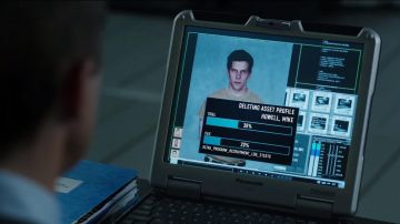 The laptop Panasonic grey and black in "American Ultra"