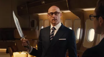 La cravate rayée de Merlin (Mark Stron) dans Kingsman : Le cercle d'or