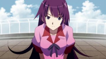 La perruque violette de Senjougahar dans Bakemonogatari