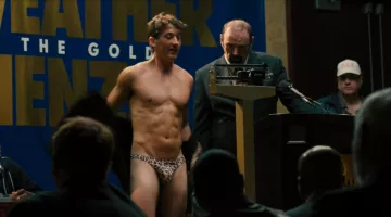 Le slip leopard de Vinny Pazienza (Miles Teller) dans Bleed for This