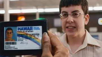 The fake driving licence of Fogell / McLovin (Christopher Mintz-Plasse) in Supergrave / Superbad