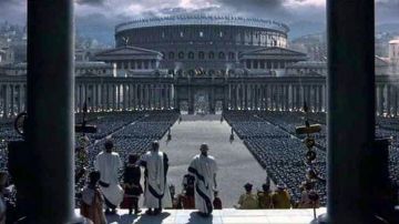 The entry of Commodus (Joaquin Phoenix) at the Coliseum in Rome, Gladiator