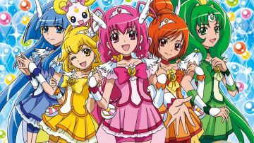 The holding of Hoshizora Miyuki (Cure Happy) in Smile PreCure