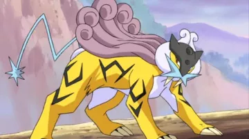 The figurine of Raikou in Pokemon