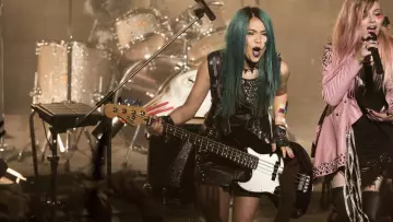 The guitar left-handed in Jem and the holograms