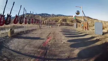 The electric guitars in the video for Needing/Getting the group OK GO