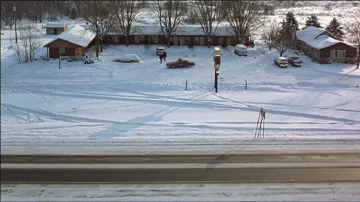 El Hitching Post Motel en Forest Lake, Minnesota, donde Jerry Lundegaard (William H. Macy) es arrestado en Fargo
