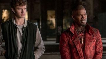 The red camouflage jacket John Varvatos worn by Bats (Jamie Foxx) in the movie Baby Driver