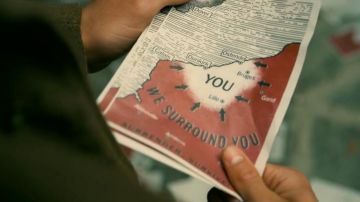 The replica of the prospectus "We Surround you" in Dunkirk