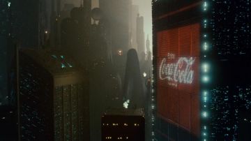 The advertising for the Coca-Cola brand on a building of Los Angeles 2019 in Blade Runner