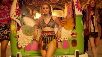 The waistband of Perrie Edwards in the clip Power of Little mix