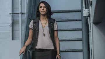 Chaleco de cuero usado por Kimberly / Pink Ranger (Naomi Scott) como se ve en Power Rangers