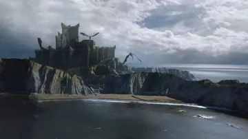 Playa de Itzurun en el pueblo de Zumaia en el País Vasco español, lugar de rodaje de Peyredragon en Juego de Tronos S07E01