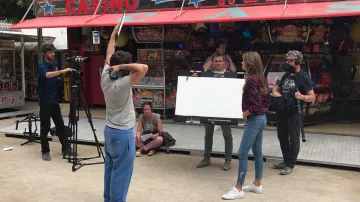 Sneakers Adidas of Ophélie Meunier on the set of forbidden Zone