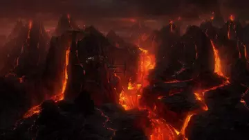 L'Etna en éruption qui a permis la constitution de la planète volcanique Mustafar dans Star Wars III : La Revanche des Sith