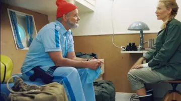 The pants sky-blue uniform of Steve Zissou (Bill Murray) in The life Aquatic