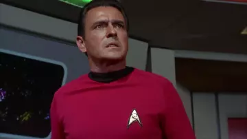 The authentic red uniform of the USS Enterprise in Star Trek