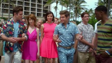 Pants sky blue printed marine Adam Vine in Out-of-Control