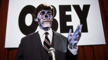 The mask of a death's head in Invasion Los Angeles / They live