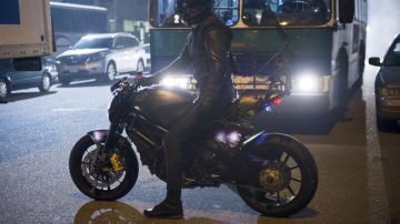 The motorcycle of Green Arrow, Oliver Queen (Stephen Amell) in Arrow
